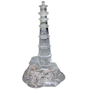 Lenox Crystal Glass Lighthouse At Crystal Point Figurine Excellent Condition 7"